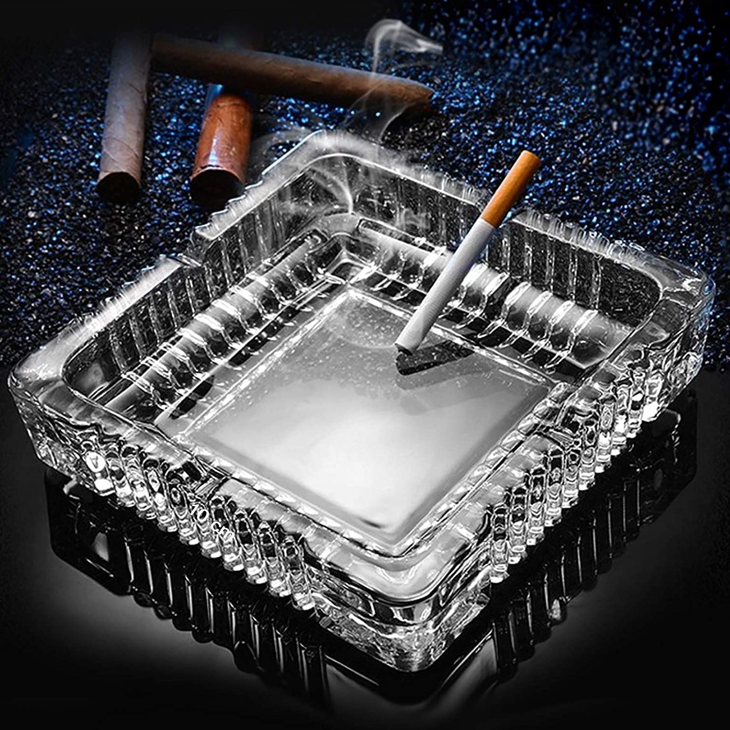 4062 Square Glass Misti Crystal Quality Cigar Cigarette Ashtray Round Tabletop for Home Office Indoor Outdoor Home Decor DeoDap 4062 Square Glass Misti Crystal Quality Cigar Cigarette Ashtray Round Tabletop for Home Office Indoor Outdoor Home Decor DeoDap